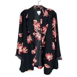 14th & Union Black Blazer with Red Pink Floral Design